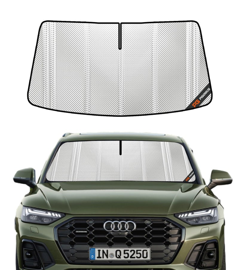 Pigenius Windshield Sun Shade for Audi Q5SQ5 20182025 Q5SQ5 Sportback 20212025 Q5 PHEV Premium 2022 Full Coverage Rearview Mirror Shade for Ultimate Protection