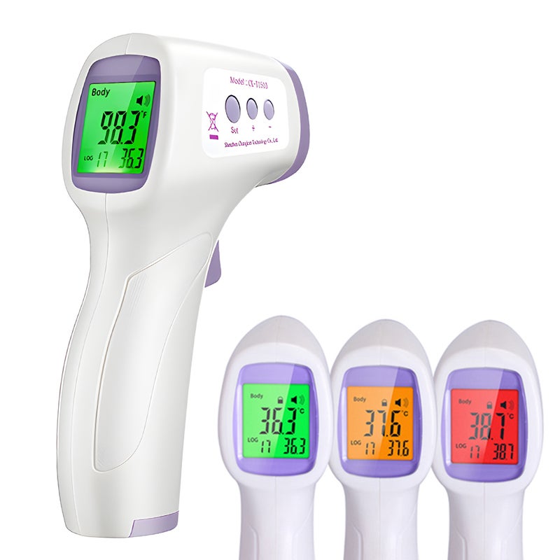 Infrared Forehead Thermometer: White, Non-Contact Hygienic Design - Accurate Reliable Reading Digital Thermometer for Whole Family Home Clinic Travel Use - Image 1