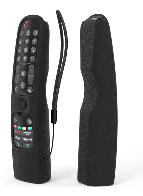 SIKAI Silicone Case Cover for LG AN-MR21GA Magic Remote, Shockproof Protective Cover for LG Smart TV Remote 2021, Standing Design, Skin-Friendly, Washable, Anti-Lost with Loop (Black)