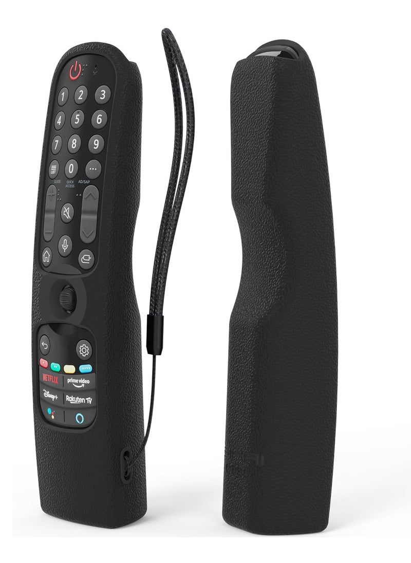 Sikai SIKAI Silicone Case Cover for LG AN-MR21GA Magic Remote, Shockproof Protective Cover for LG Smart TV Remote 2021, Standing Design, Skin-Friendly, Washable, Anti-Lost with Loop (Black)  - Image 1