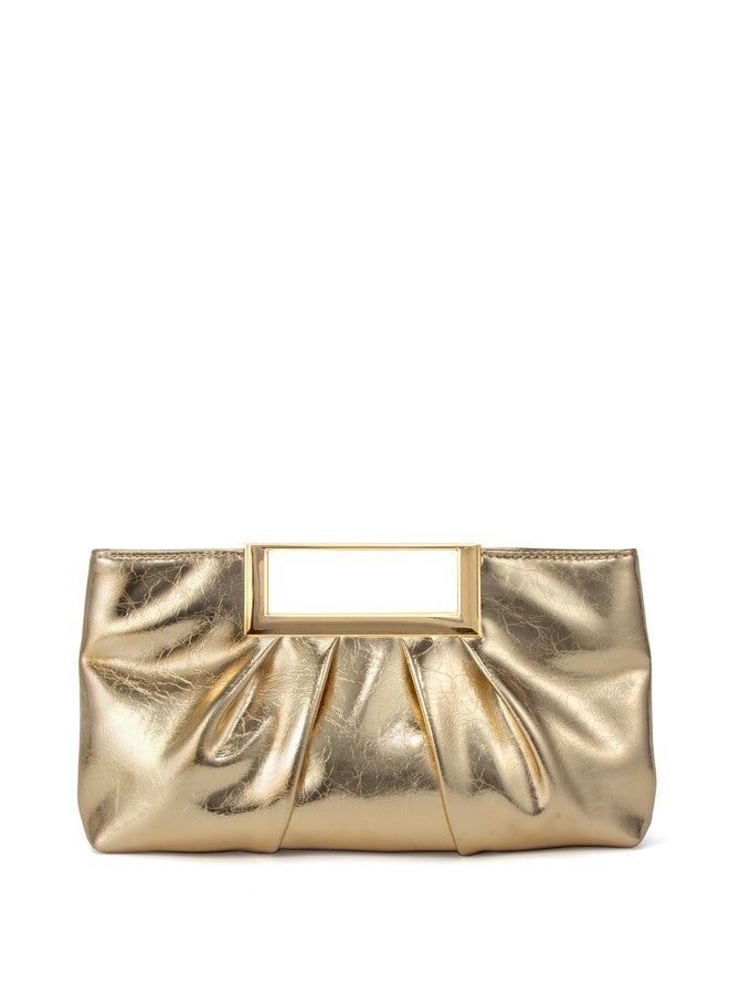 CARIEDO Evening Clutch Purse Gold PU Leather for Women - Vegan Leather Wedding Bag with Chain Strap for Bride Bridal Party - Image 1