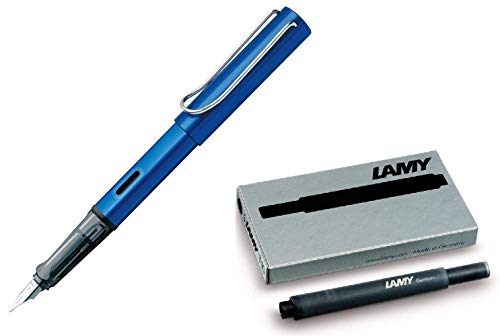 Lamy Al-Star Fountain Pen (M) Ocean Blue & 5 Black Ink Cartridges - Image 2