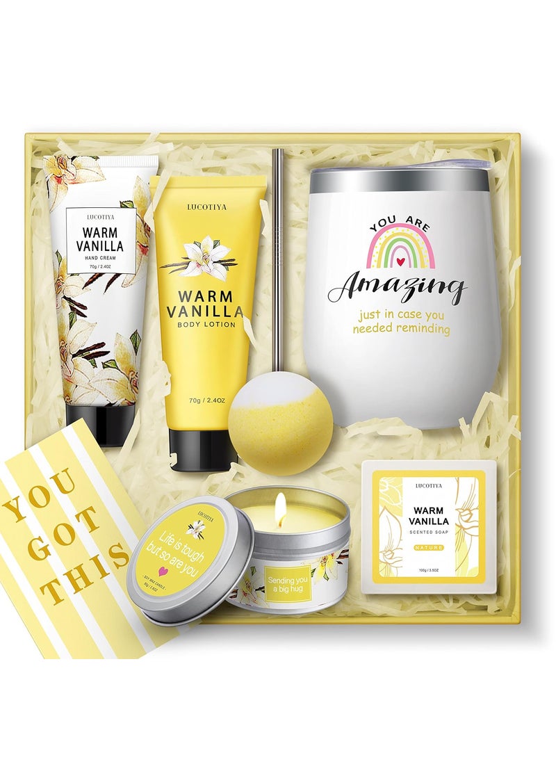 LUCOTIYA - Gifts for Women Birthday Gifts for Women Relaxing Spa Gifts Baskets for Women Warm Vanilla Bath and Body Gifts Set Self Care Gifts for Women for FriendsHerBestieMomWife Christmas Gifts - Image 1