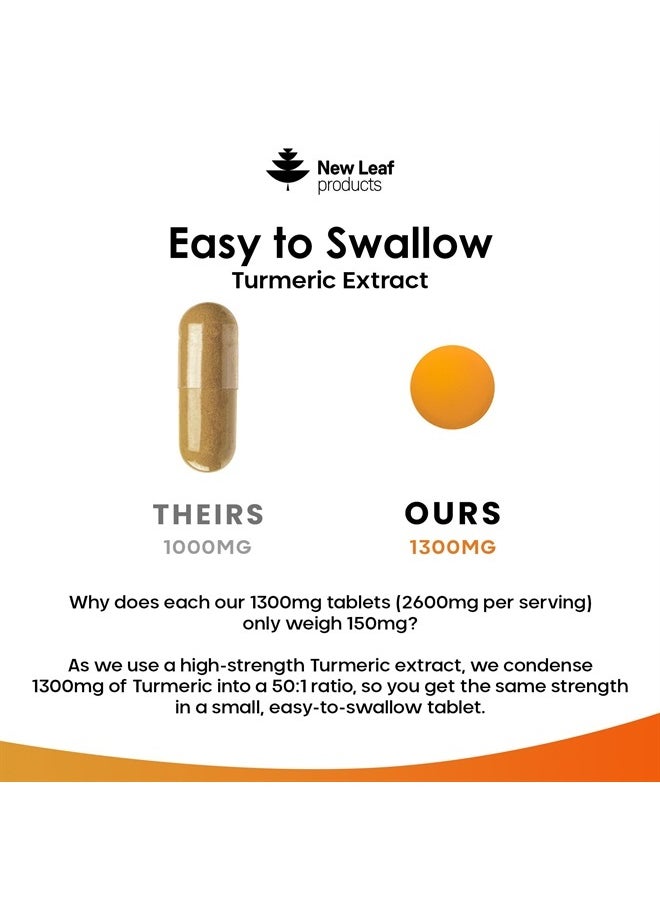 New Leaf Products - Turmeric Tablets 2600mg with Black Pepper & Ginger - 95% Curcumin Extract 180 and (3 Month) High Strength Active Supplements Not Capsules,by New Leaf - Image 1