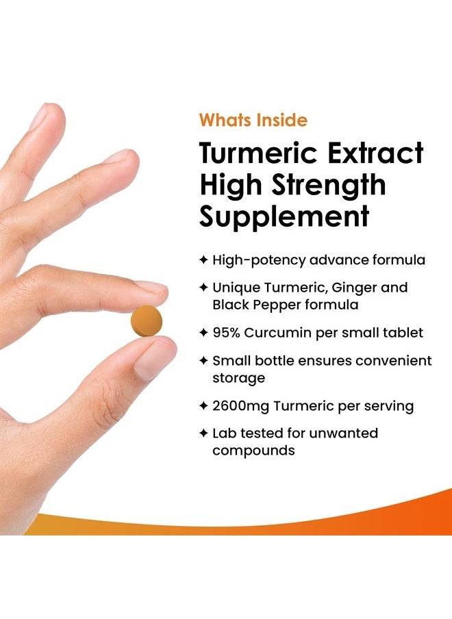 New Leaf Products - Turmeric Tablets 2600mg with Black Pepper & Ginger - 95% Curcumin Extract 180 and (3 Month) High Strength Active Supplements Not Capsules,by New Leaf - Image 1