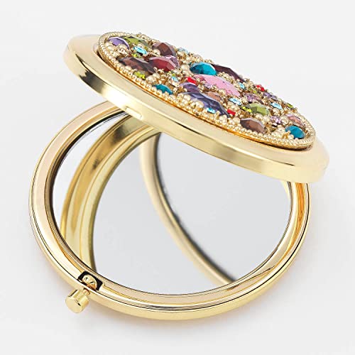 Olivia Riegel مرآة مضغوطة أوليفيا ريجيل دومينيك، ذهبية، بدون إطار، 3.25" قطر x 0.5" ارتفاع - Image 2
