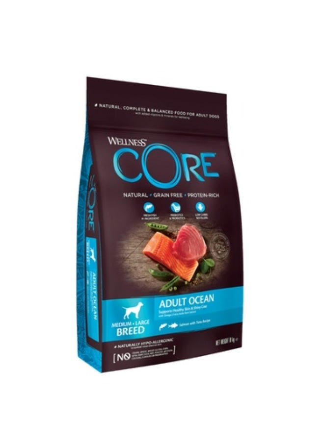 كور ويلنس كور أوشن طعام جاف بالسلمون والتونا لفصائل الكلاب المتوسطة والكبيرة - 10 كغ