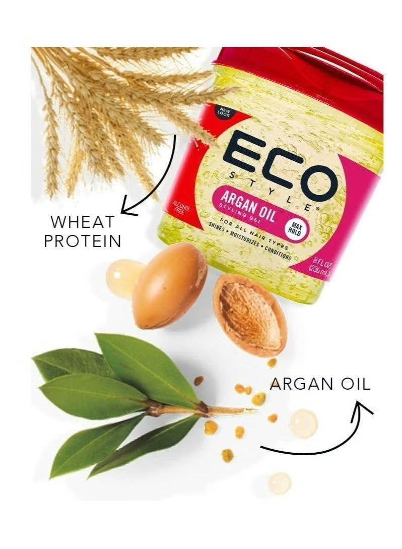 ECO Style Moroccan Argan Oil Styling Gel, Max Hold, Alcohol-Free, 227g - Image 3