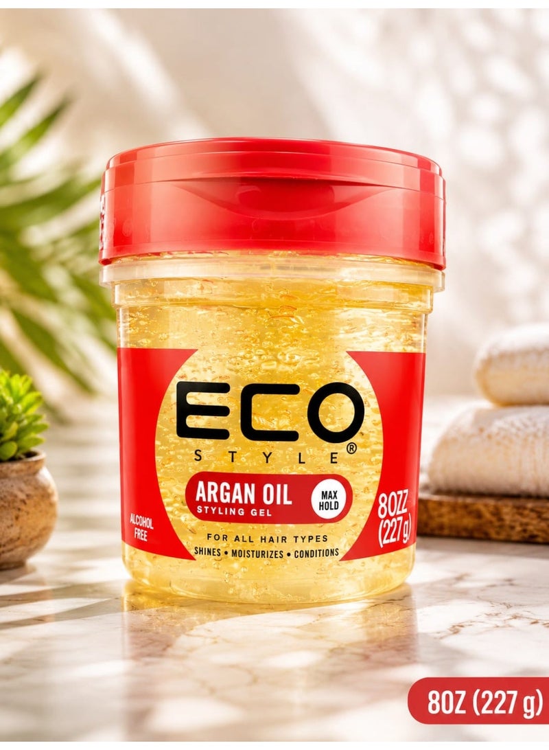 ECO Style Moroccan Argan Oil Styling Gel, Max Hold, Alcohol-Free, 227g - Image 1