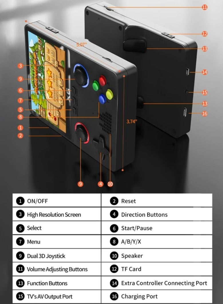 وحدة تحكم ألعاب محمولة، وحدة تحكم ألعاب كلاسيكية مدمجة بسعة 32 جيجابايت، أكثر من 10000 لعبة كلاسيكية، شاشة OCA IPS مقاس 3.5 بوصة، عصا تحكم ثلاثية الأبعاد مزدوجة، 11 محاكيًا، وحدة تحكم ألعاب محمولة ت - Image 5