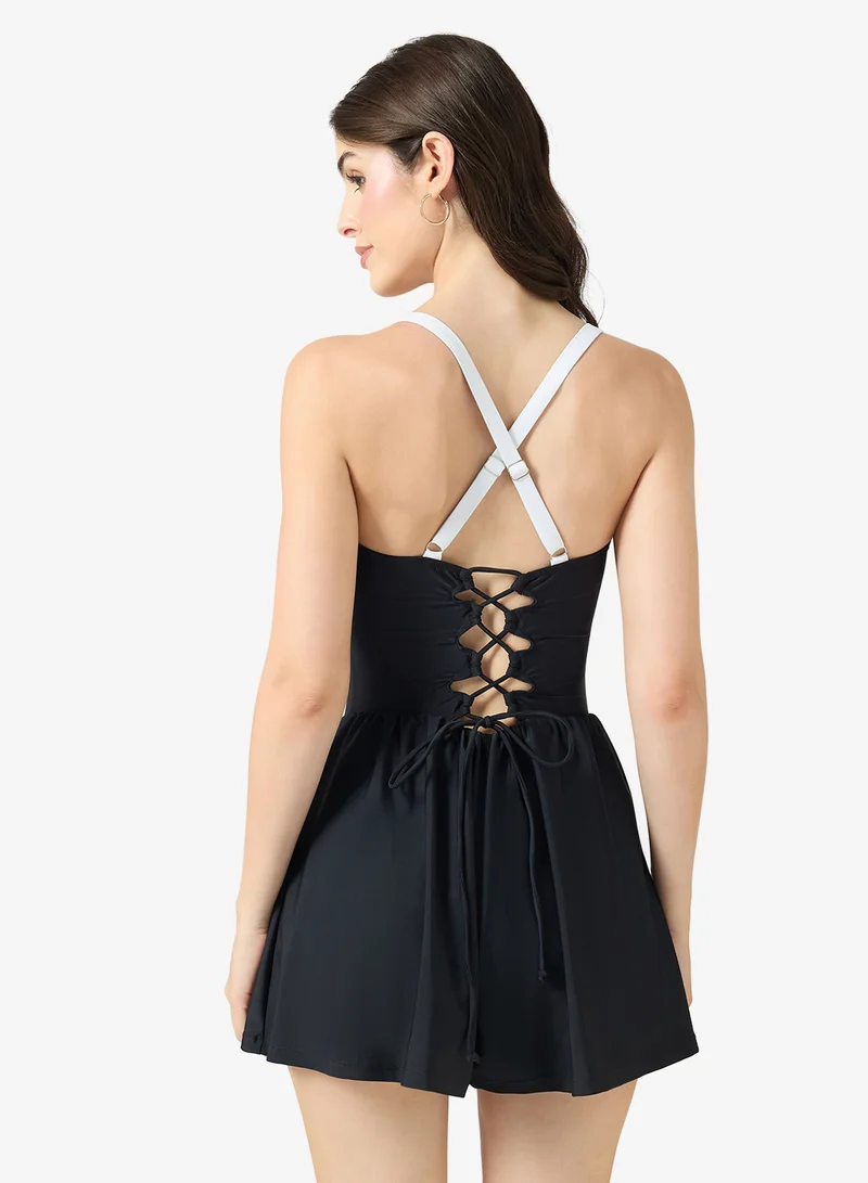 ايلا Ruched Swimsuit With Plunge Neckline