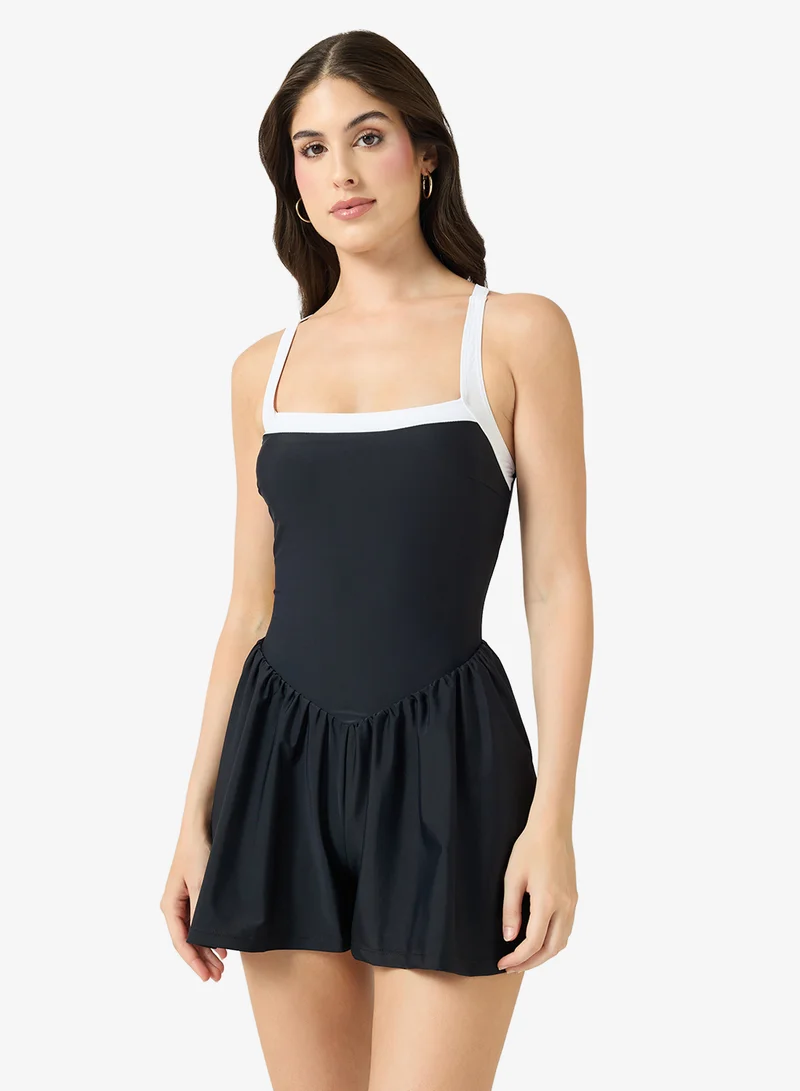 ايلا Ruched Swimsuit With Plunge Neckline