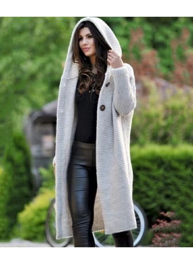 Loquat Women's Fashion Autumn/Winter Cardigan Knit Sweater Hooded Coat 