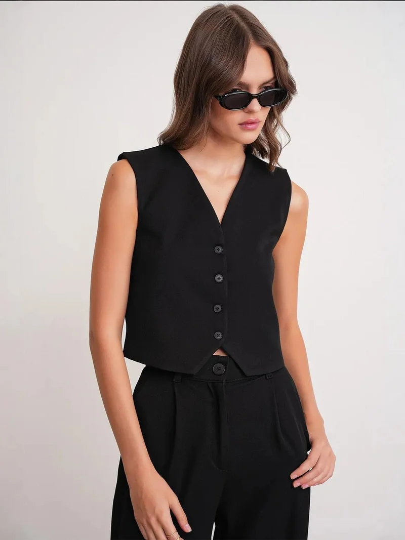 MixRay Mixray V-neck Buttoned Waistcoat