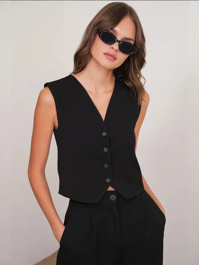 MixRay Mixray V-neck Buttoned Waistcoat