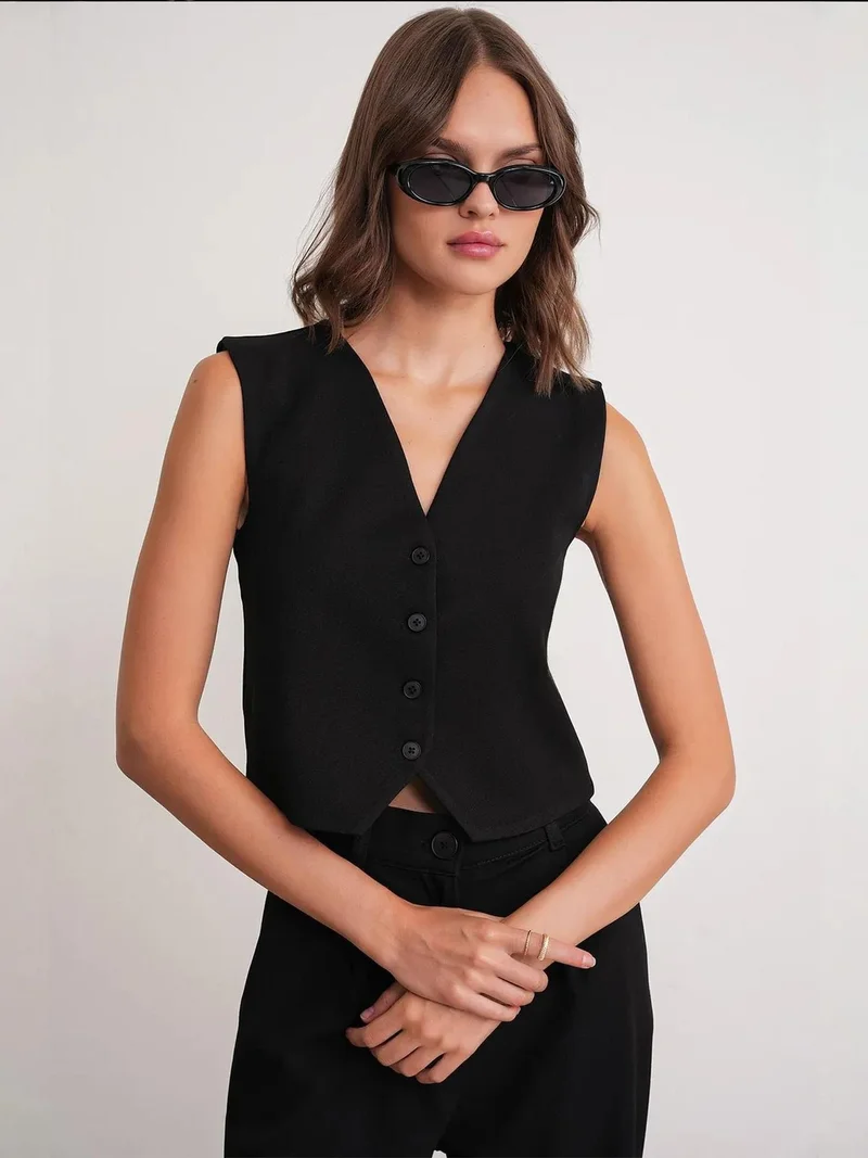 MixRay Mixray V-neck Buttoned Waistcoat