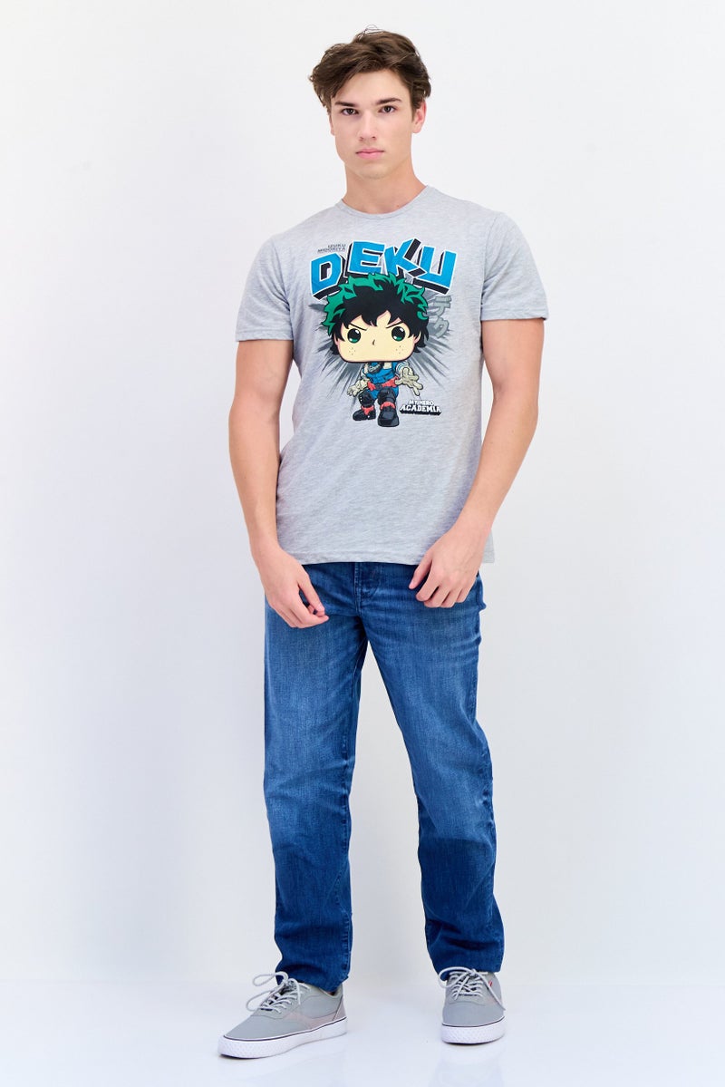 Funko تي شيرت ديكو للرجال بأكمام قصيرة من ميا هيرو أكاديميا، رمادي فاتح - Image 2