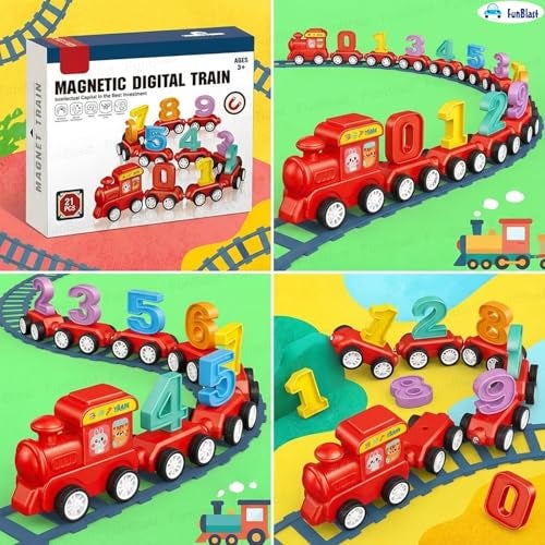 FunBlast Digital Colorful Number Train for Kids – Toys for Kids, Crawling Toys for Babies, Magnetic Digital Train, Educational Blocks for Kid – 21 Pcs (Multicolor) - Image 3