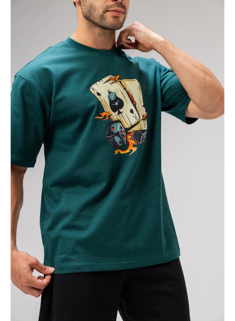 Future Men's Graphic Printed Cotton T-shirt - Green - Image 2