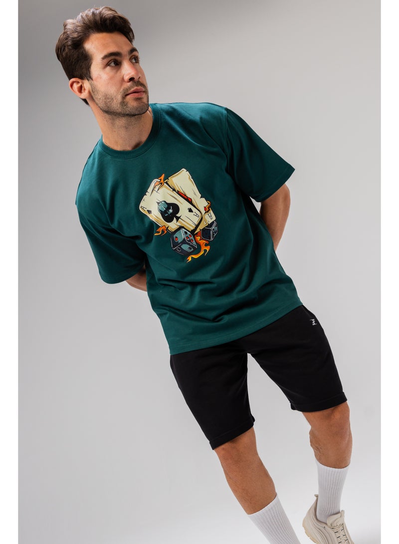 Future Men's Graphic Printed Cotton T-shirt - Green - Image 4