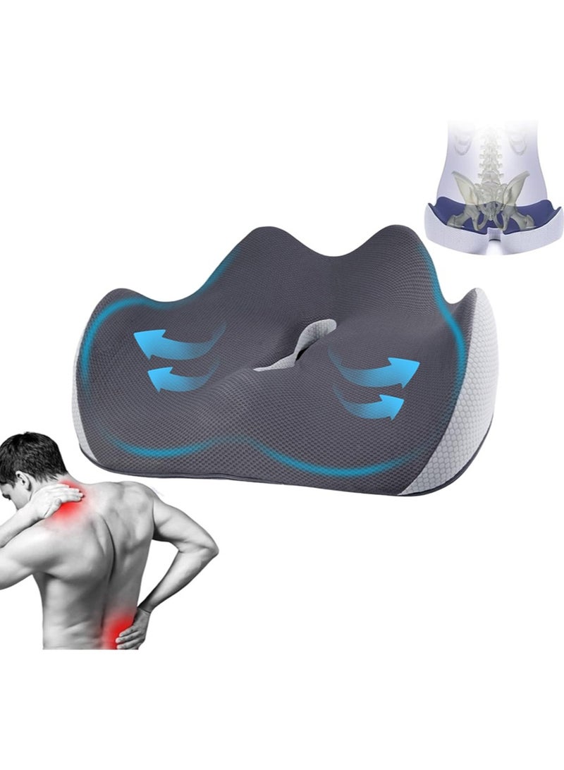 Leon Home Memory Foam Chair Cushion | Office Seat Cushion | Seat Cushion 3D Design for Pressure Relief, Back Pain Relief, Sciatica, Lower Back and Spine Support, - Image 1