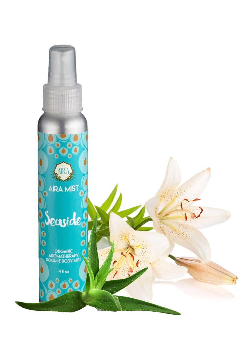 Aira Mist Seaside Organic Room Spray  Essential Oil Spray with Therapeutic Essential Oils  Air Freshener  Living Room Spray  Bathroom Spray Free of Alcohol  Parabens  4 Ounces