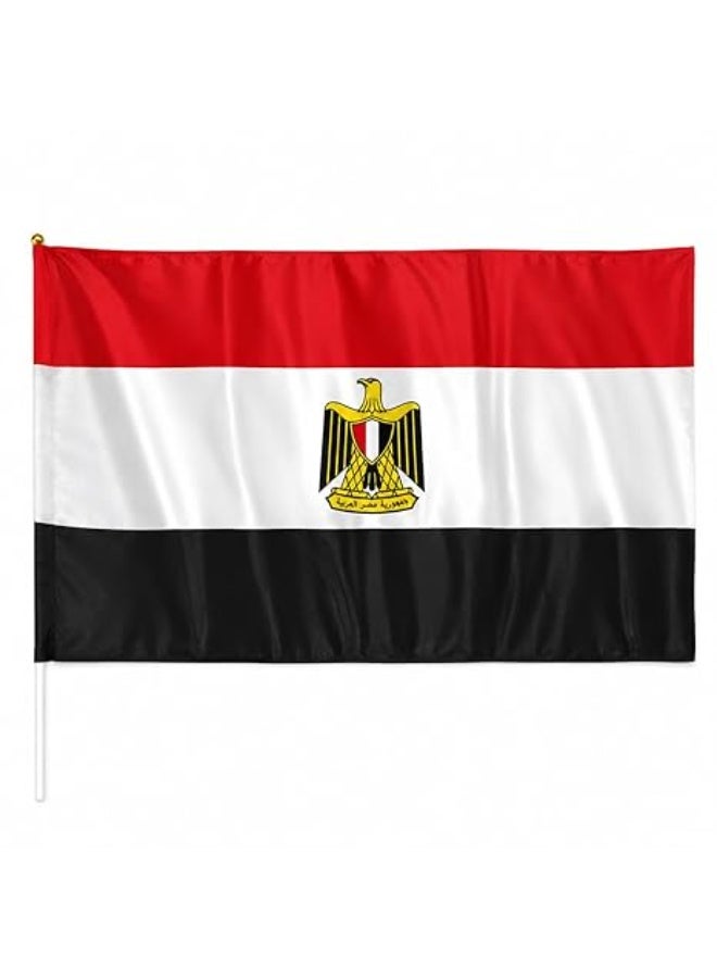 Egypt Flag With Plastic Pole 88 x 63 cm National Banner For Celebrations Events Sports Decorations Indoor Outdoor Hanging Display Lightweight Fabric Design - Image 4