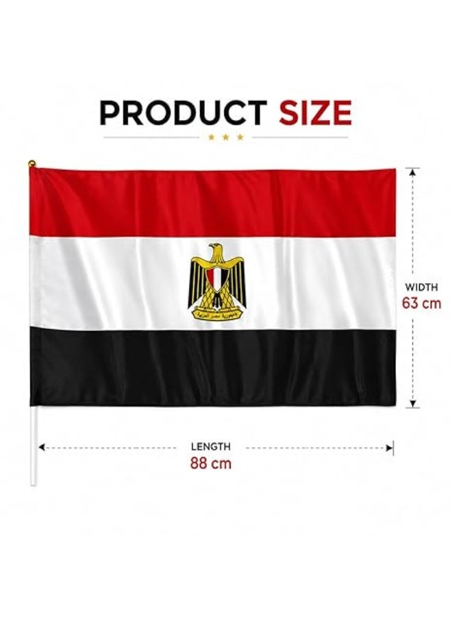 Egypt Flag With Plastic Pole 88 x 63 cm National Banner For Celebrations Events Sports Decorations Indoor Outdoor Hanging Display Lightweight Fabric Design - Image 3