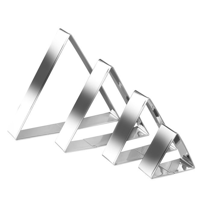 EQUILATERAL TRIANGLE COOKIE CUTTER SET LARGE STAINLESS STEEL GEOMETRIC FRAME PLAQUE COOKIE CUTTERS SHAPES MOLDS 1 INCH DEPTH 4 SIZES