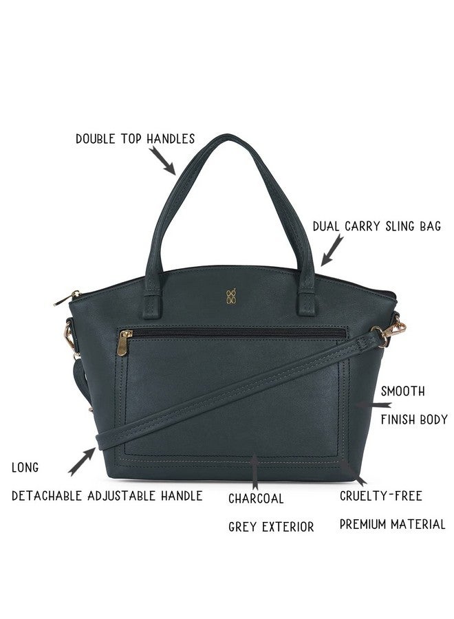 Baggit Women Grey Satchel Handbag Medium Size | Ladies Stylish Casual Purse Bag - Image 2
