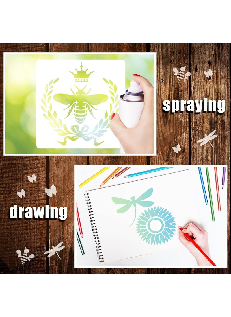 Outus - 20 Pieces Stencil Template for Painting Reusable Stencil Spring Winter Template, DIY Christmas Stencils for Painting on Wood Wall Home Decor (Bee Butterfly) - Image 1