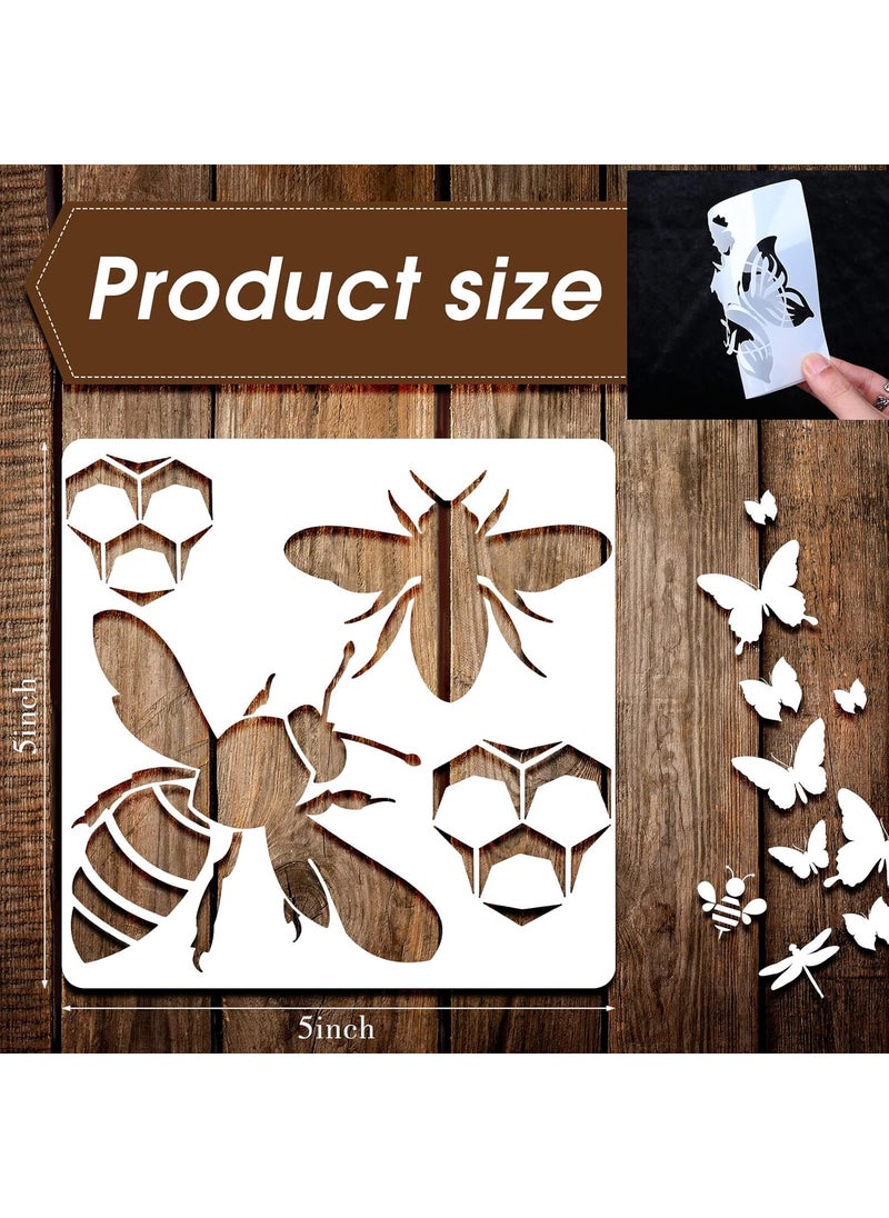 Outus - 20 Pieces Stencil Template for Painting Reusable Stencil Spring Winter Template, DIY Christmas Stencils for Painting on Wood Wall Home Decor (Bee Butterfly) - Image 1