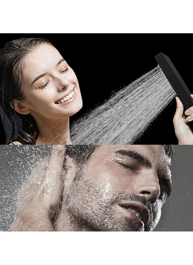 Generic - Matte Black Square Metal Shower Head - High-Pressure Brass Handheld Rectangular Handset, Single Function Luxury Design with Chrome Silicone Water Outlet - Image 1