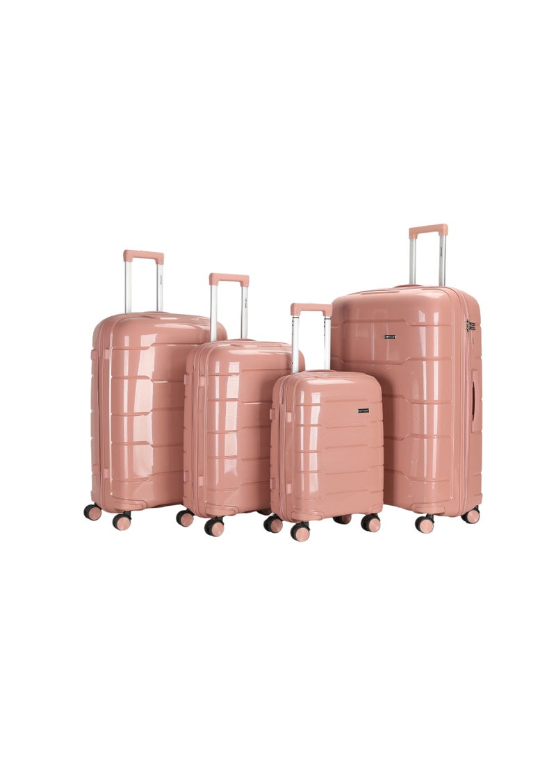 فيبتور مجموعة حقائب سفر من البولي بروبيلين مكونة من 4 قطع مع قفل إدارة أمن النقل ومقبض من الألومنيوم بثلاث مراحل وعجلات دوارة مزدوجة 360 درجة وهيكل صلب من البولي بروبيلين المتين وحقيبة سفر خفيفة الوزن - Image 1