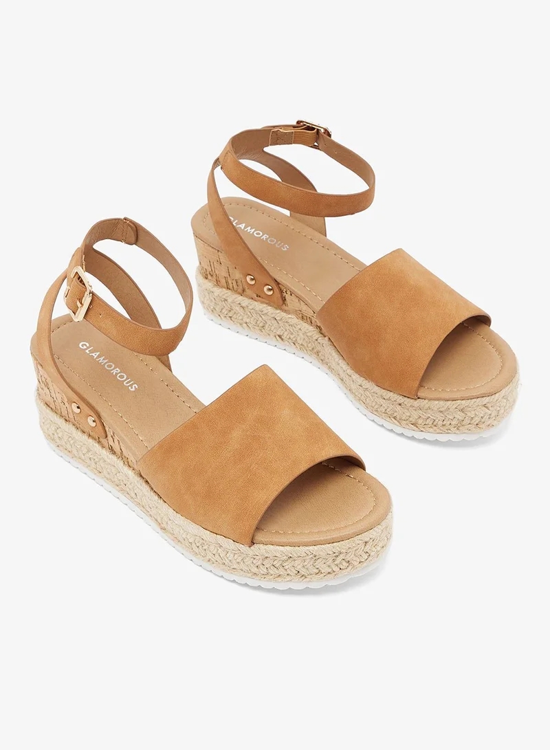GLAMOROUS Brown Espadrille Platform Wedge Sandals for Women | Best Price UAE