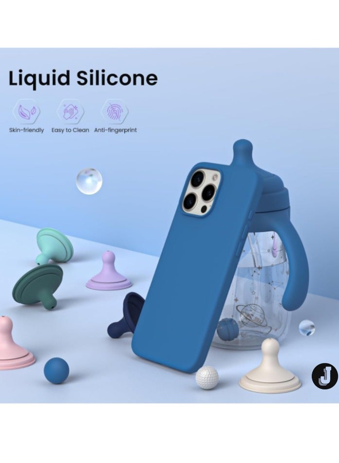 JAJEEK "New Soft Liquid Silicone Gel Case for iPhone 16 Pro Max – Full Body Shockproof Protection, Matte Finish & Soft Microfiber Lining (Cobalt Blue)" - Image 3