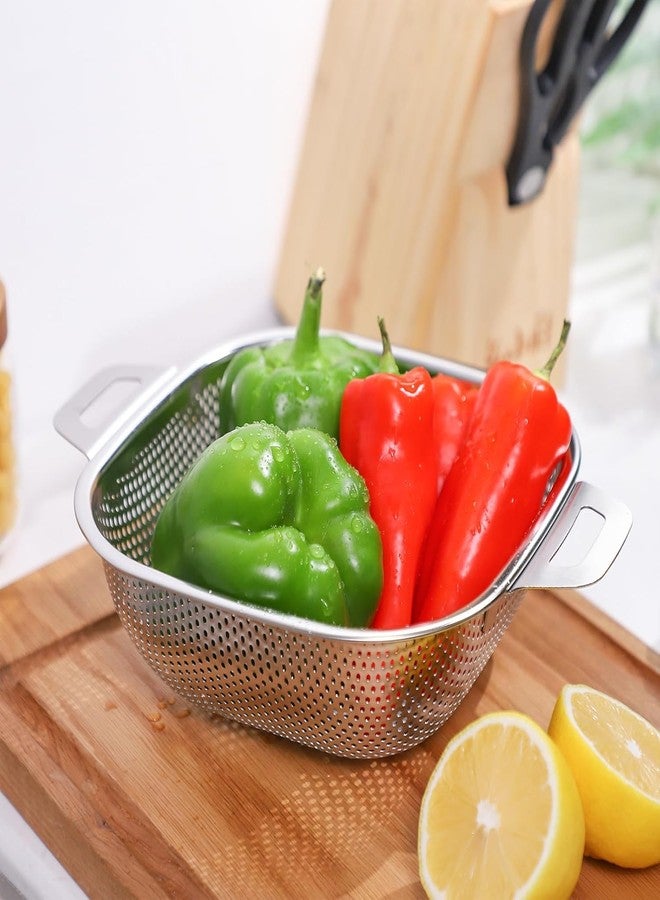LEKORED Multipurpose Stainless Steel Colander Strainer Drainer with Handle for Rice Fruits Vegetable Noodles Pasta Beans Grains Washing Filter Basket for Kitchen Bowl Storing and Straining Purpose - Image 2