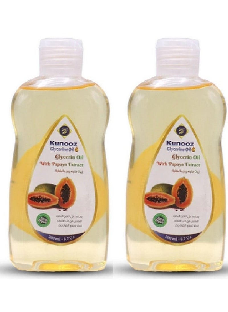 Kunooz H Two Pieces of Glycerin Oil With Papaya Extract 200ml  - Image 1