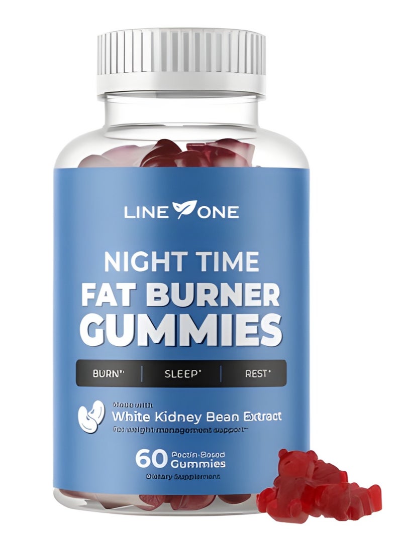 LINE ONE Night Time Fat Burner Gummy Curbs Appetite Slimmer Tummy Powerful Weight Loss for Women and Men - 60 Gummies  - Image 1
