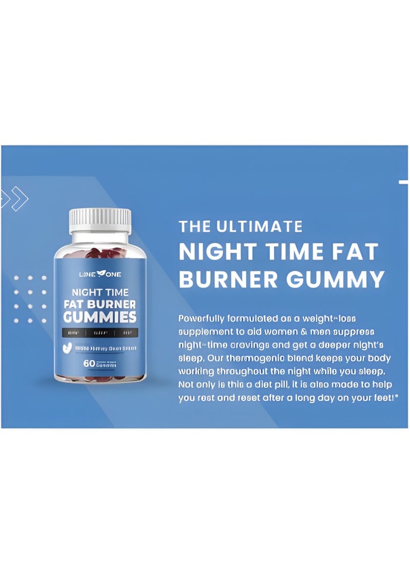 LINE ONE Night Time Fat Burner Gummy Curbs Appetite Slimmer Tummy Powerful Weight Loss for Women and Men - 60 Gummies  - Image 3