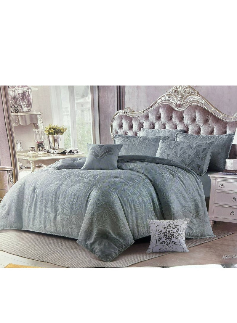 بيج طقم لحاف سرير ميكروفايبر ناعم عالي الجودة مقاس كينج 6 قطع قطعة واحدة ملاءة سرير مقاس 200*200 سم، قطعة واحدة لحاف مقاس 220*240 ثابت، 4 قطع أكياس مخدة فائقة النعومة