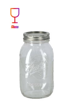 Ball 12-Piece BPA-Free Glass Mason Jar with Airtight Lid Clear and Silver 1quart 62000  - Image 1