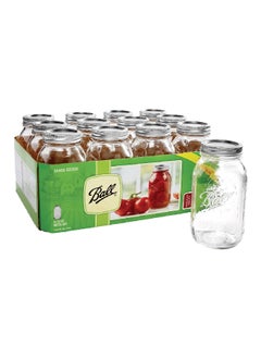 Ball 12-Piece BPA-Free Glass Mason Jar with Airtight Lid Clear and Silver 1quart 62000  - Image 2