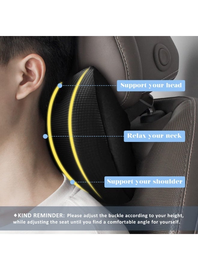 HOMESTAR Super Comfy Car Headrest Pillow, Car Pillow for Neck Pain Relief with Adjustable Strap, 100% Memory Foam & Breathable Removable Cover, Ergonomic Design - Softness Travel Car Neck Pillow(Black, 1PC) - Image 3