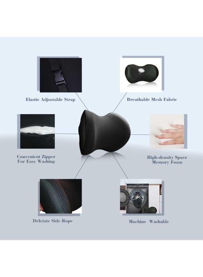 HOMESTAR Super Comfy Car Headrest Pillow, Car Pillow for Neck Pain Relief with Adjustable Strap, 100% Memory Foam & Breathable Removable Cover, Ergonomic Design - Softness Travel Car Neck Pillow(Black, 1PC) - Image 4