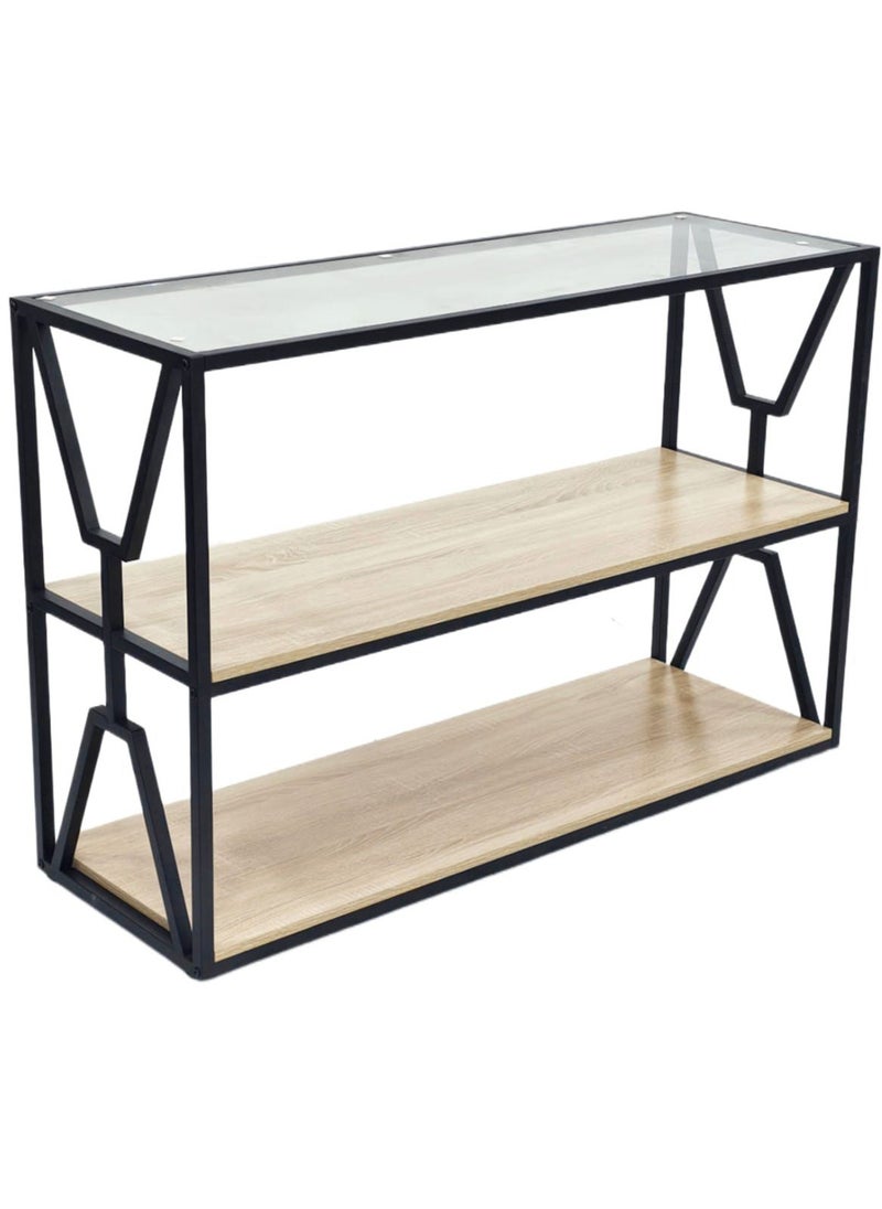 Generic - Modern Three-Storey Console Table With Glass Top 120*40*80 CM - Image 1