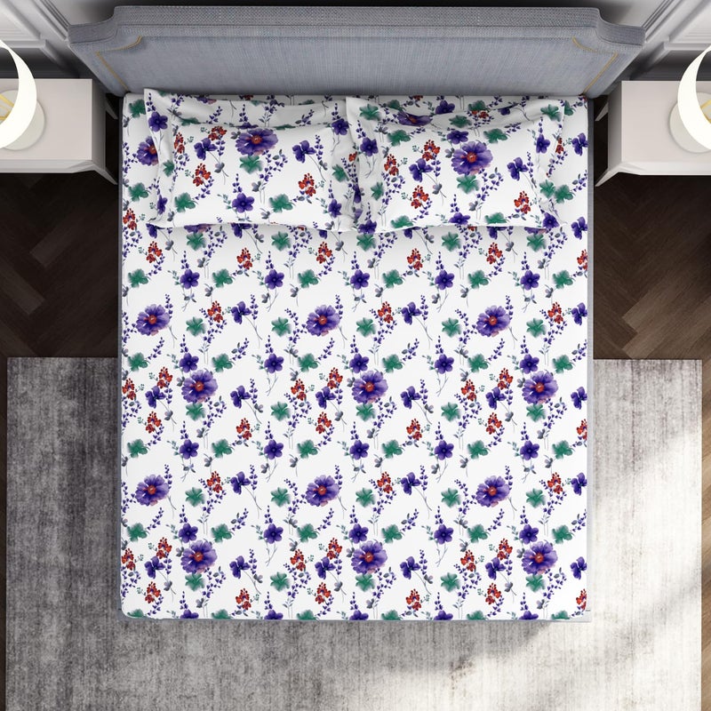 Welspun Microfiber Double Bedsheet 220 Cm X 240 Cm 43 Cm X 68 Cm 105 Tc Sateen Floral Bedsheet Pillow Covers Set Blanc De Blanc Adore - Image 3
