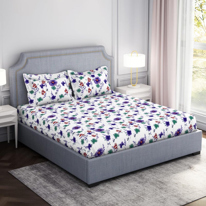 Welspun Microfiber Double Bedsheet 220 Cm X 240 Cm 43 Cm X 68 Cm 105 Tc Sateen Floral Bedsheet Pillow Covers Set Blanc De Blanc Adore - Image 2