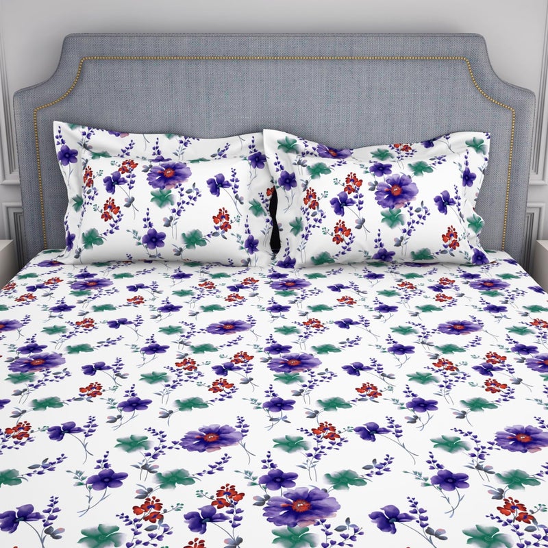 Welspun Microfiber Double Bedsheet 220 Cm X 240 Cm 43 Cm X 68 Cm 105 Tc Sateen Floral Bedsheet Pillow Covers Set Blanc De Blanc Adore - Image 4