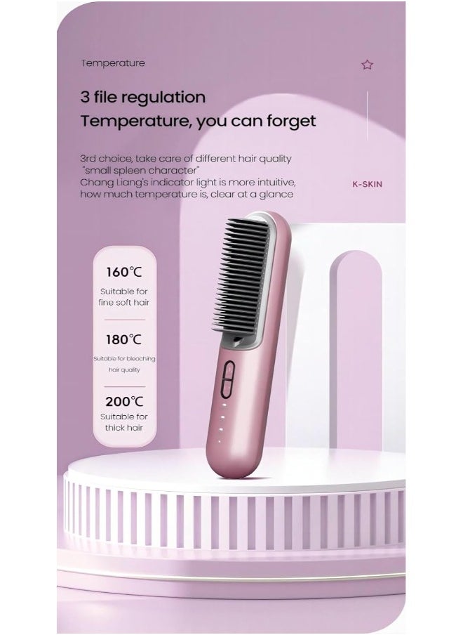 K.SKIN K.Skin Cordless Hair Straightening Comb Negative Lon Hair Care Portable Dua-Purpose Hairdressing Comb Electric Comb Straightening KD382S,Black  - Image 3